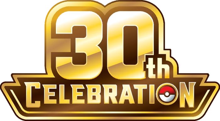 Logo oficial de 30th Celebration, set conmemorativo del 30 aniversario del Pokémon TCG con un Pikachu garantizado en cada sobre, lanzamiento 16 septiembre 2026