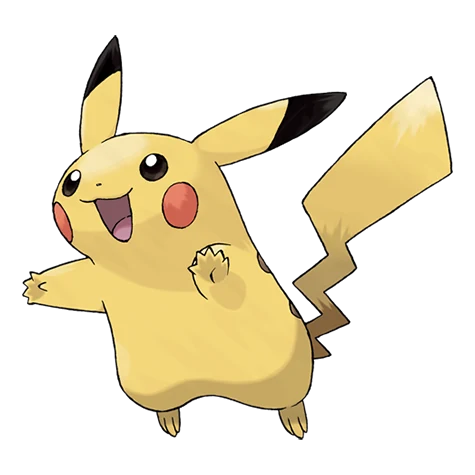 Ilustración oficial de Pikachu - Pokémon tipo Eléctrico