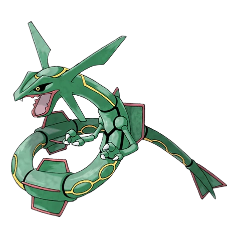 Ilustración oficial de Rayquaza - Pokémon Legendario Dragón