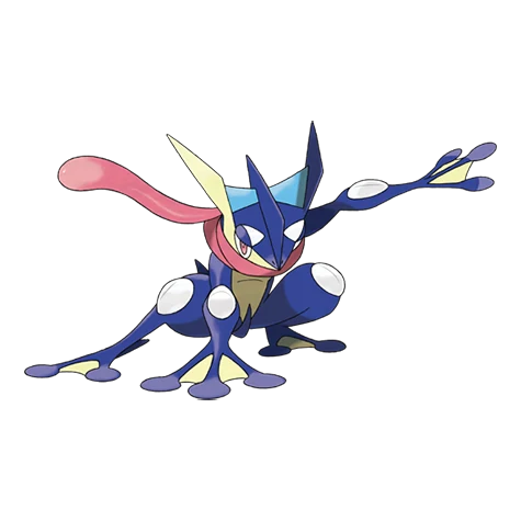 Ilustración oficial de Greninja - Pokémon tipo Agua/Sombra